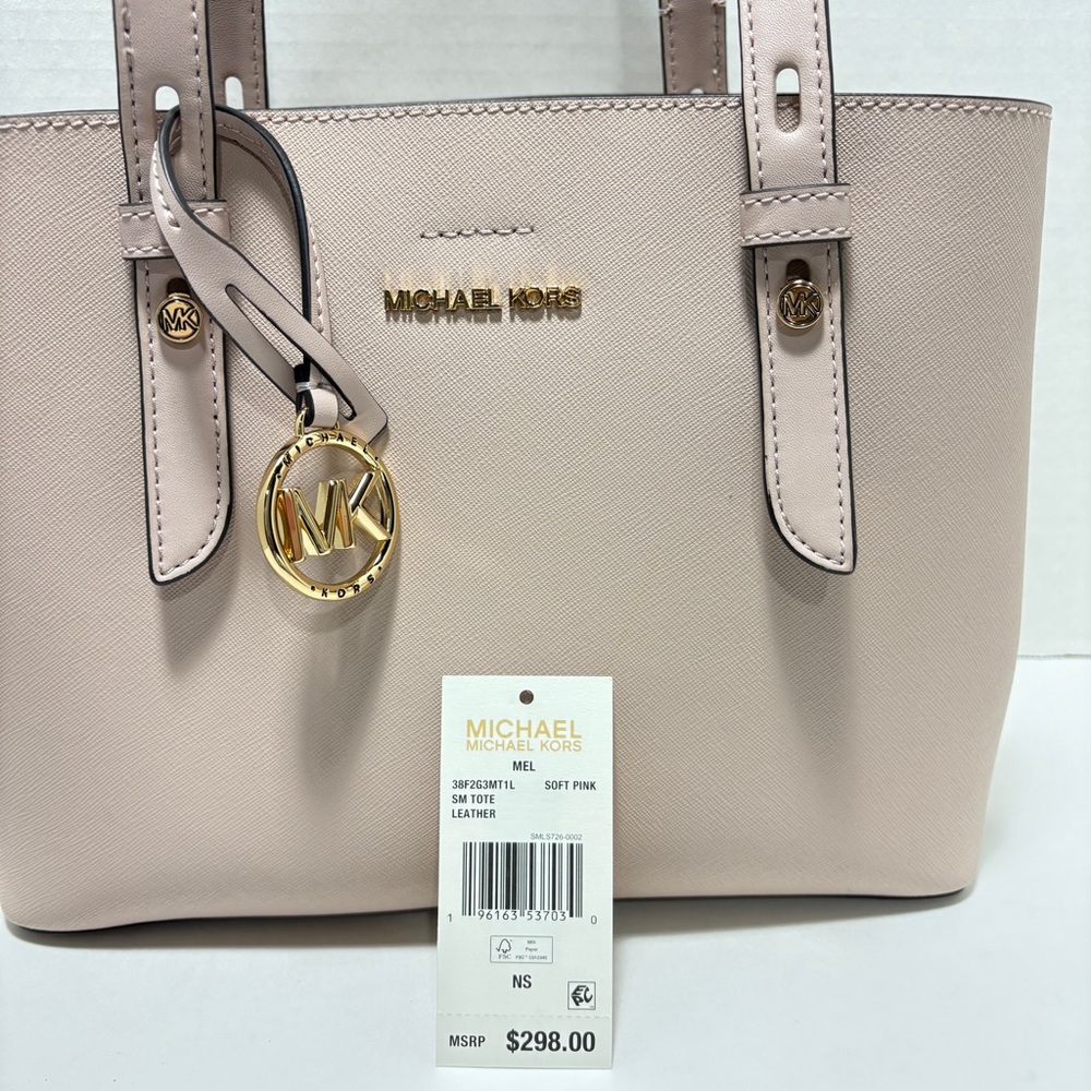 Michael Kors Mel Blush Pink Saffiano Leather Tote with Gold Hardware - Picture 9 of 11